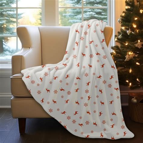 Christmas Fleece Blanket With Reindeers Cozy Throw Blanket - Etsy