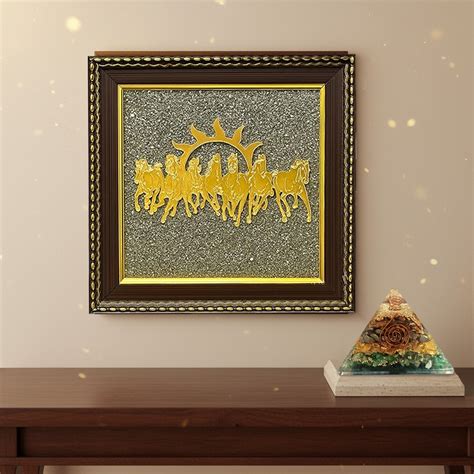 7 Horses Pyrite Frame with Money Magnet Pyramid Combo – Blessings Crystal