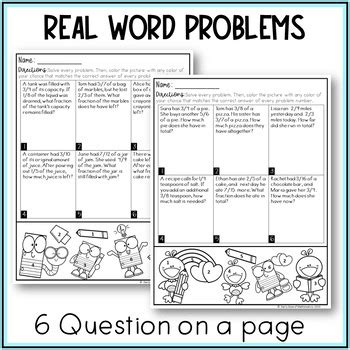 Adding and Subtracting Fraction Word Problems Mixed Practice 的图像结果