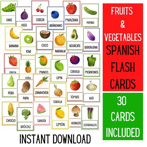 Common Fruits And Vegetables In Spanish at Jaxon Cockerill blog