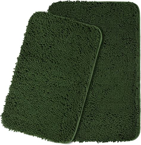 Amazon.com: Yeaban Hunter Green Bathroom Rugs Sets 2 Piece – Thick ...