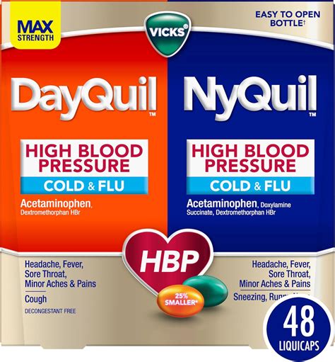 Amazon.com: VICKS DayQuil & NyQuil High Blood Pressure Cold & Flu Relief Liquicap 48ct Co-Pack ...