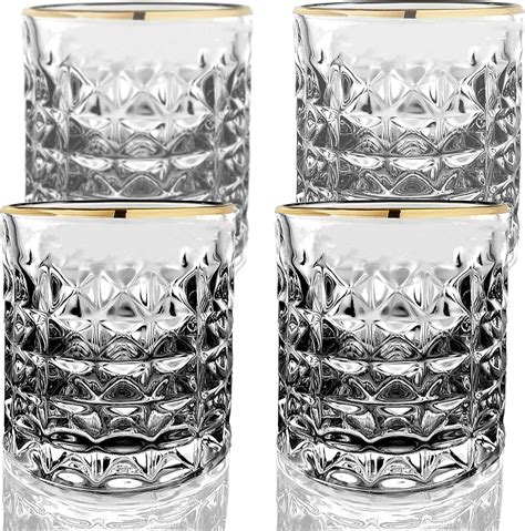 Buy Amehla Co. Gold Rimmed Whiskey Rocks Cocktail Glass Set | 10-ounce ...