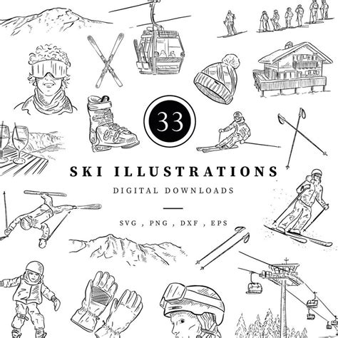 Skiing Holiday Clip Art, Ski Clipart, Apres Ski, Digital Download ...