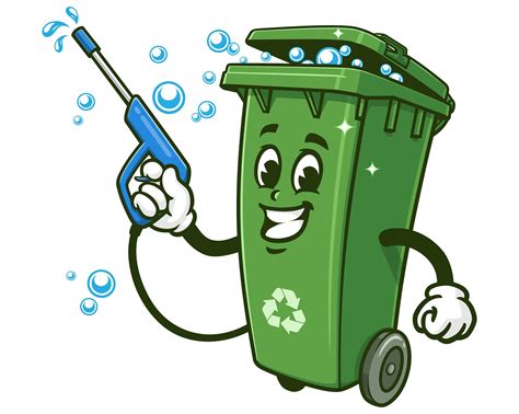 Trash Bin Garbage Bin Cleaner Service Cartoon Mascot Illustration ...