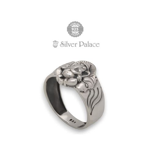 Oxidized Silver Radhe Collection Ganesha Ring For Men - Silver Palace