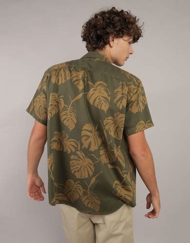 Buy American Eagle Men Green Poolside Tropical Button-Up Shirt Online ...