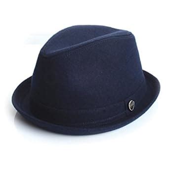 Buy City Hunter Pamoa Pmt400 Wool Solid Roll Up Trilby Fedora - Navy (L ...