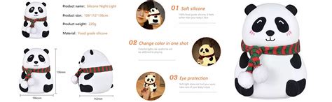 MoonlitDreams Panda Night Lamp, Panda Touch Silicone Lamp, 7 Colour ...