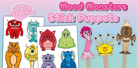 Mood Monsters Stick Puppets | Twinkl
