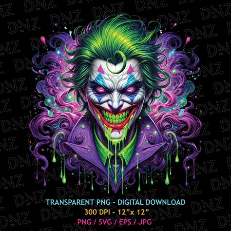 Trippy Joker Png, Psychedelic Joker Svg, Neon Colorful Design, Joker T ...