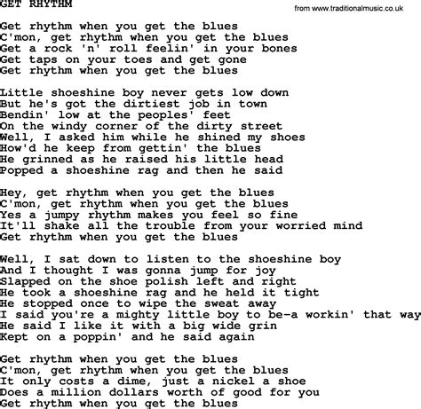 Johnny Cash song: Get Rhythm, lyrics