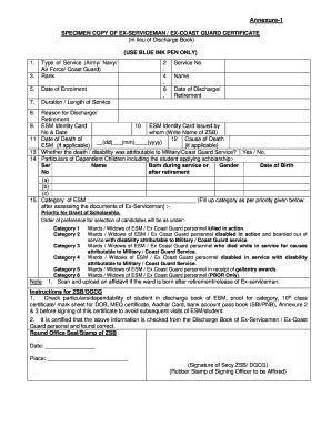 Fillable Online ksb gov SPECIMEN COPY OF EX-SERVICEMAN / EX-COAST GUARD ...