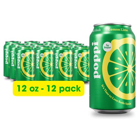 Poppi Prebiotic Soda, Lemon Lime, 12 Pack, 12 oz - Walmart.com