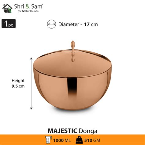 Stainless Steel Double Wall Donga with Rose Gold PVD Coating Majestic ...