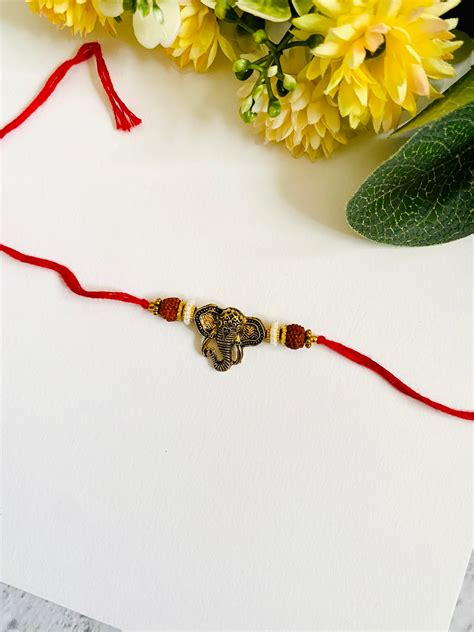 Big ganesha bead bhai rakhi – Madhurya Rakhi