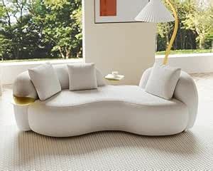 IFUR Metalia Modern Luxury Boucle 3 Seater Sofa, White, Solid Marandi ...