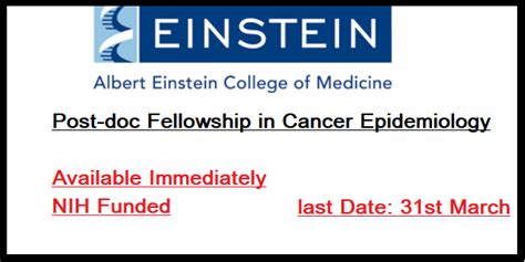 Postdoctoral Fellowship at Albert Einstein College of Medicine
