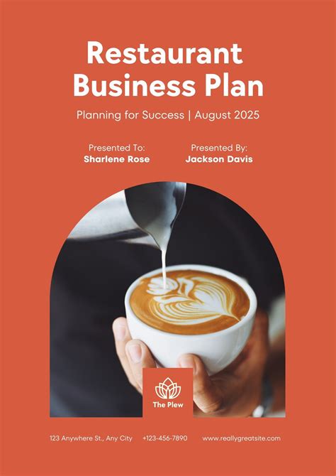 Restaurant Business Plan Cover Page Restaurant Startup Business Plan