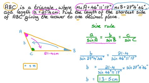 Question Video: Using the Law of Sines to Determine an Unknown Length ...