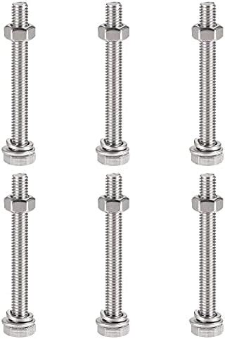 uxcell M6 x 60mm Hex Head Screws Bolts, Nuts, Flat & Lock Washers Kits ...