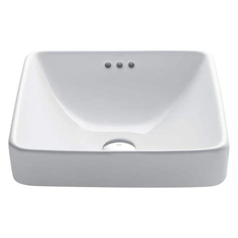 Buy Elavo Series Square Ceramic Semi-Recessed Bathroom Sink in White ...