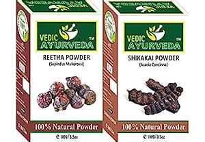 VEDICAYURVEDA Pure Bio-Organic & Natural Reetha Powder and Shikakai ...