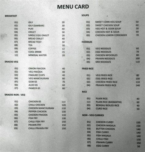 Menu at SKML Beach Restaurant, Visakhapatnam