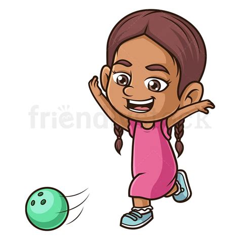 Hispanic Girl Bowling Cartoon Clipart Vector - FriendlyStock