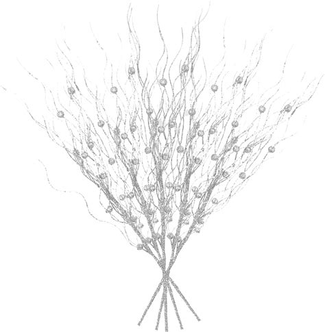 Ercheng 12 Pcs Glitter Curly Ting Branches,43cm Silver Curly Stems Vase Filled,Artificial ...