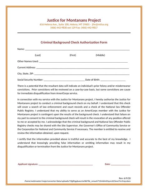 Consent To Background Check Template