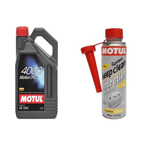MOTUL 4000 Motion Plus SAE 15W-40 Mineral Engine Oil (3.5 L) & System ...