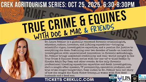 True Crime & Equines Presents: An Evening with Dr. Laura Pettler, 3611 ...