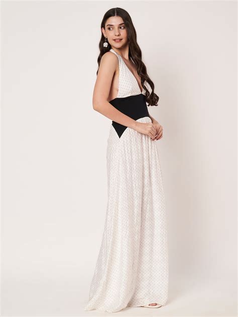 White Polka Dot Halter Neck Maxi Dress – Amagyaa