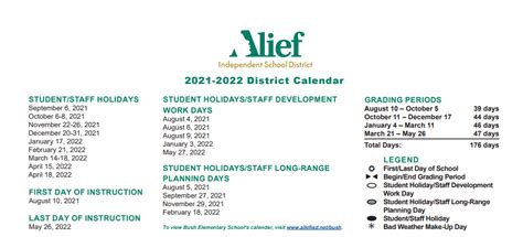 Chambers Elementary School - School District Instructional Calendar ...