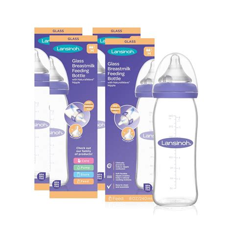Amazon.com : Lansinoh Glass Baby Bottles for Breastfeeding Babies, 8 ...