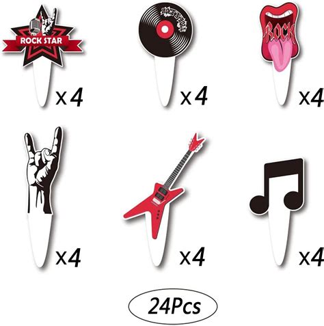 OMDBAGD Rock and Roll Cupcake Topper Musical Themed Guitar India | Ubuy