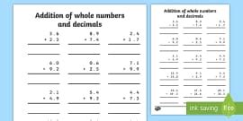 Reading One Decimal Place Worksheet (teacher made) - Twinkl