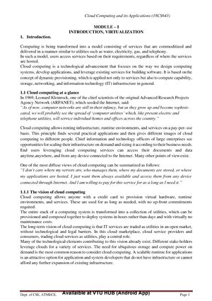 Module 2 Notes - MODULE 2 Cloud Service Models There are the following ...