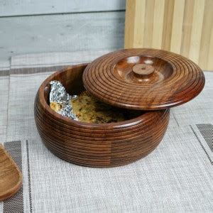 Naayaab Craft Pakka Sheesham Wood Hand Carved Chapati Box Roti Storage ...