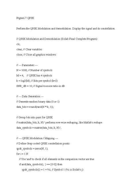 Program 7: QPSK Modulation & Demodulation - Complete Guide - Studocu