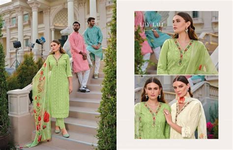 Lily And Lali Rozan Schiffli Kurti Bottom With Dupatta Collection