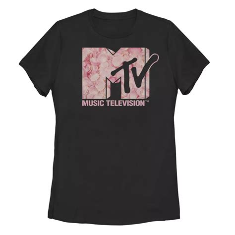 Juniors' MTV Music Television Pink Rose Petal Logo Tee