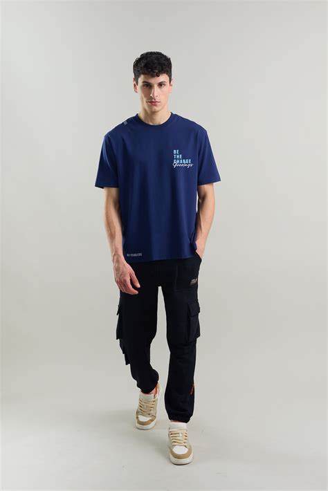Be The Change Navy Blue Relaxed Fit T-shirt - Ultra Soft
