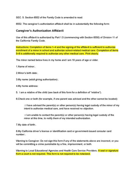 Read AB 495’s Caregiver’s Authorization Affidavit - California Family ...