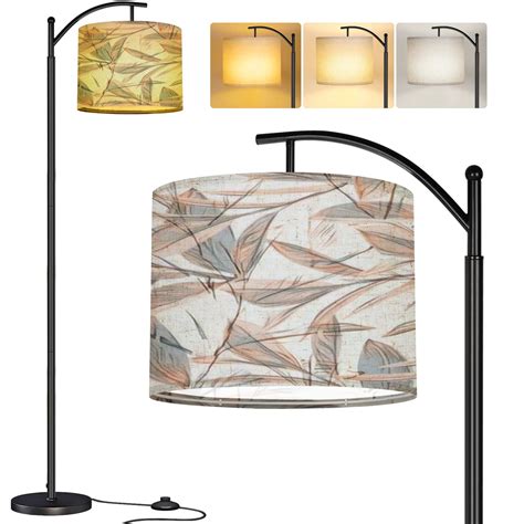 Arc Floor Lamp Leaves seamless pattern Artistic Tall Modern Standing ...