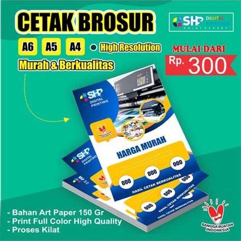 Jual Brosur Custom A4 A5 A6 Bebas Desain - A6, 1 SISI - Kota Bekasi ...