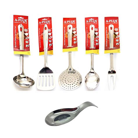 Buy A-Plus 6 Piece Stainless Steel Kitchen Tool Set - (Ladle, Skimmer ...