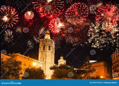 Fireworks in Valencia (Spain) during New Year S Celebration Stock Photo ...