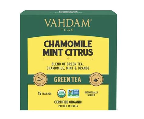 Vahdam Chamomile Mint Citrus Green Tea Bags Vahdam - 15Units – Fetch N Buy